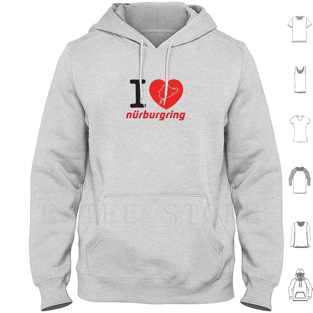 I Love Nuburgring Hoodies Long Sleeve Nuburgring Nubur Circuit Abarth Alpha Car Engine