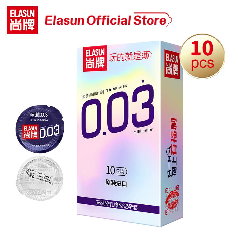 Elasun Condoms 0.03mm Ultra Thin 10pcs Genuine sensation Amazing Value Penis Cock Sleeve Natural Latex Extra Lubricated Condoms