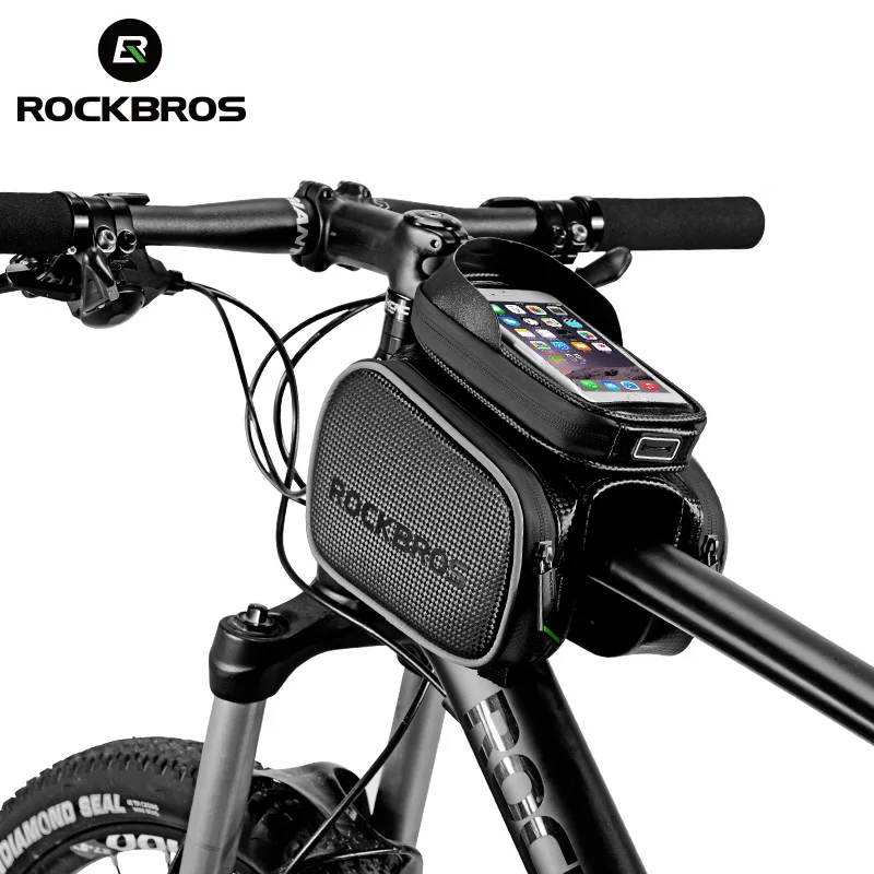 ROCKBROS Rainproof Bicycle Bag Touch Screen Phone Top Tube Bag MTB Road Bike Frame Front Saddle Bag & Pannier Bike Accessories