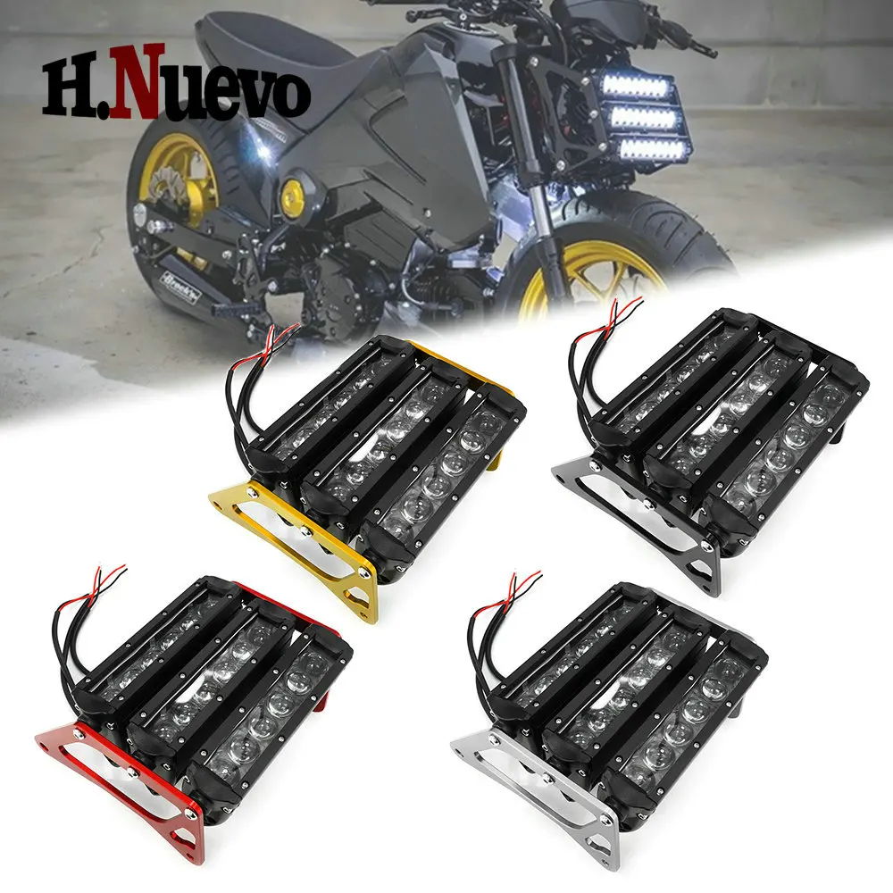 Motorcycle LED Headlight 90W Three-tier Front Fork Bracket Light Accessories For Honda Grom MSX125 MSX 125SF 2013 2014 2015 2016