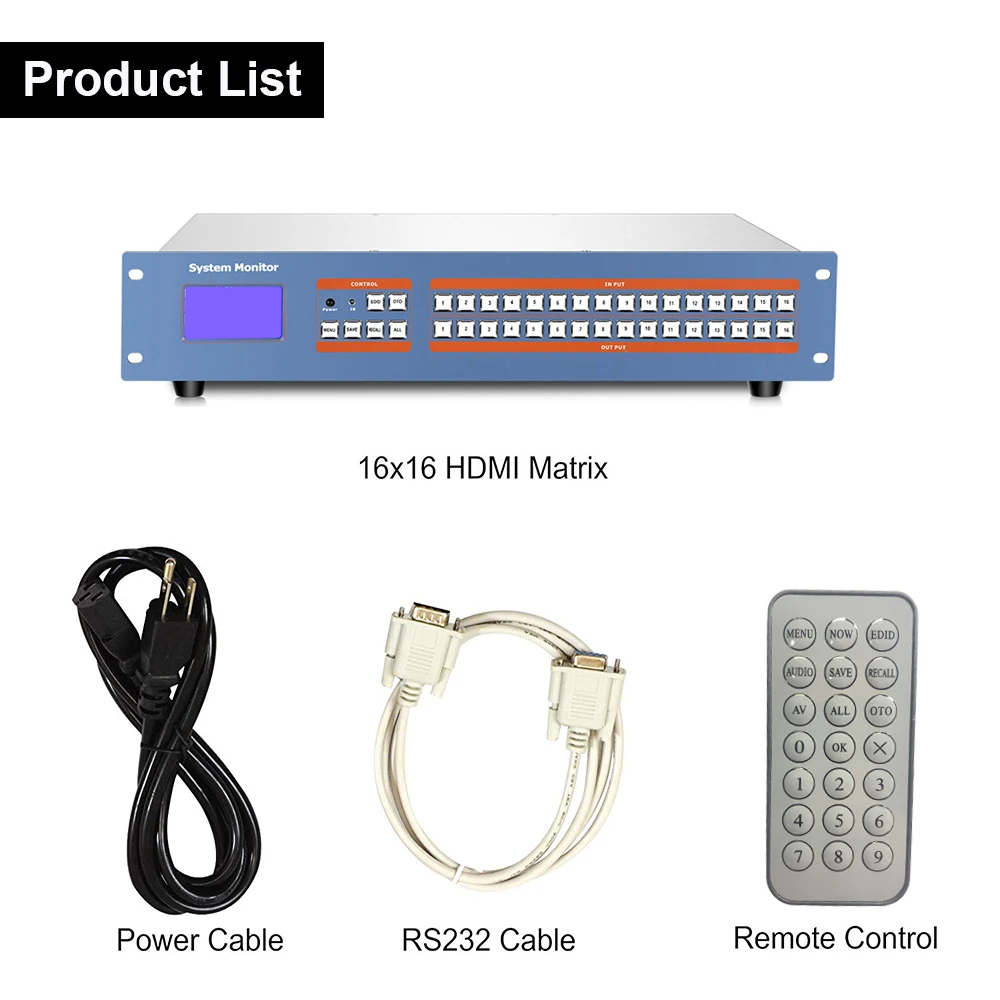 Szbitc 16x16 hdmi matriz 4 k hdmi interruptor 16 em 16 para fora canais completos suporte 4 k, 1080 p @ 120 hz, azul-ray, edid com controle remoto