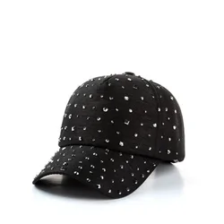 Unisex Streetwear Bone Cotton Rhinestone Breathable Mesh Sun Hat Summer Women Snapback Adjustable Rivet Ponytail Baseball Cap 83