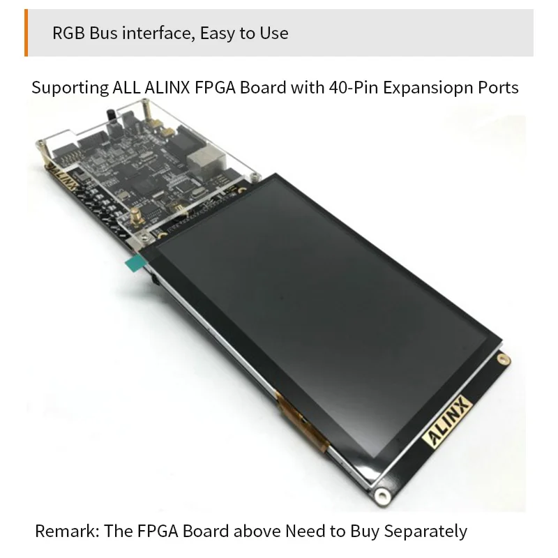 Alinx-an970 módulo de tela lcd tft capacitiva, 7 polegadas, 5 pontos, para quadro fpga