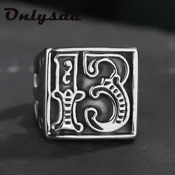 Punk Rock Fashion Letter Ring Man Style Stainless Steel Rings For women Retro Wedding Custom Jewelry Gift Anel 029