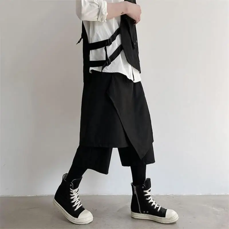 

Men's Trouser Skirt Straight Trousers Spring And Summer New Irregular Personality Hair Stylist Style Loose Large Size Eight Pant