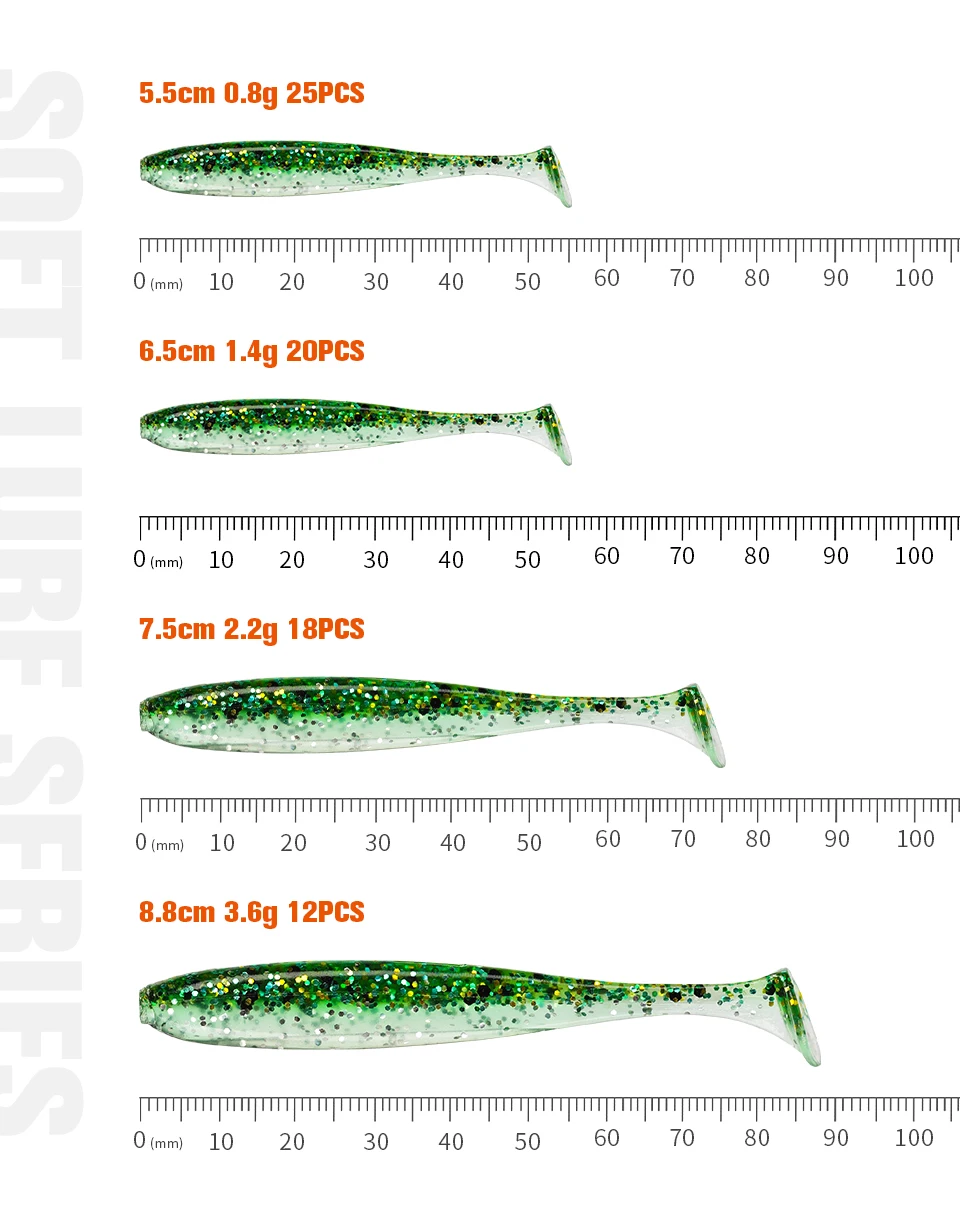 TSURINOYA 65mm 75mm T Schwanz Wrom Angelköder Weicher Köder Künstliche Köder Tackle Jerkbaits Hecht Bass – Detail 8