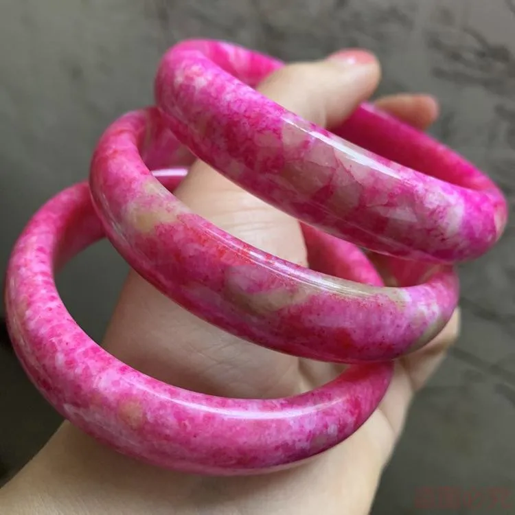 [Peach Blossom Luck] Lucky Stone Colorful Jade Bangle Chic Fashion Bracelet Boutique Hand Decoration Accessories Jewelry Gift