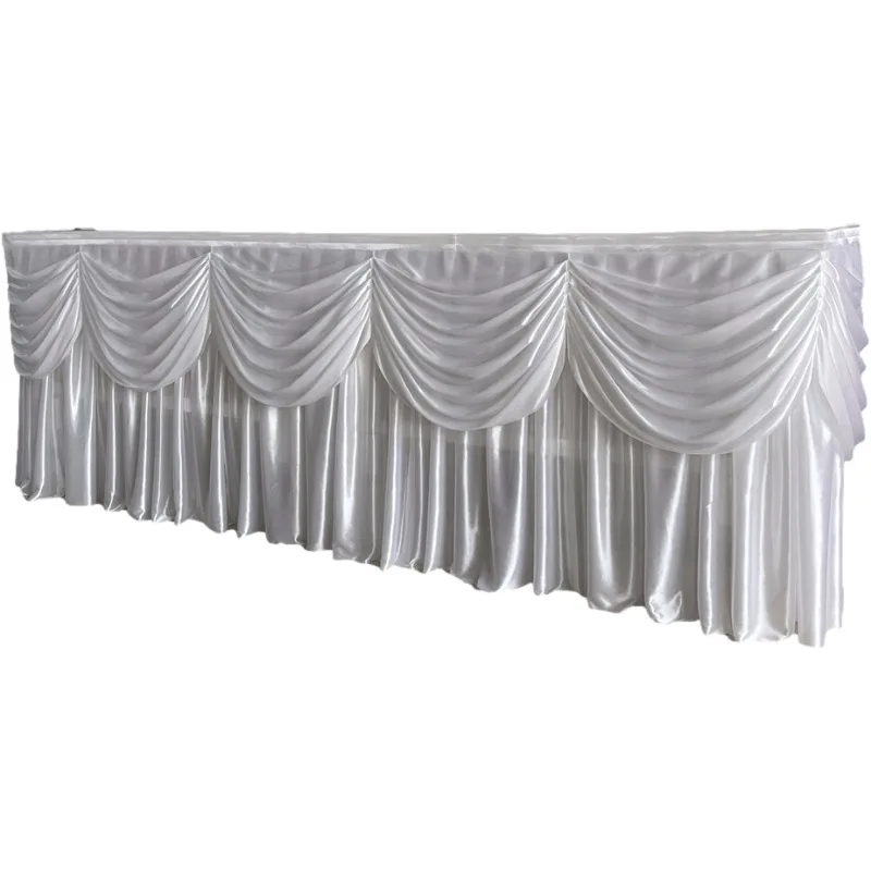 Quality White Wedding Table Skirting With Arch ,Party Table Skirt Cover