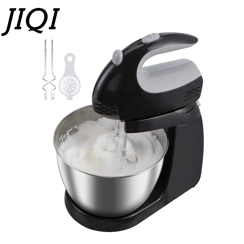 JIQI Electrical Handheld Desktop Food Blender Eggs Batter Mixer 5 Speed Adjust Double Whisk Cake Baking Whipping Cream Machine