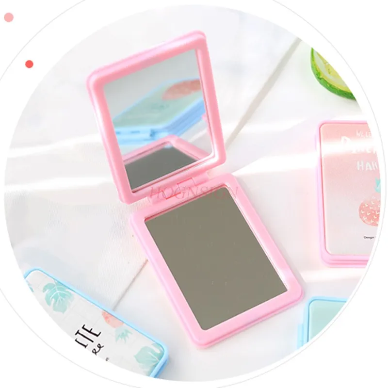 Small Mirror Leather Mirror Cute Small Fresh Carry-on Mirror Portable Folding Double Mirror Mini Mirror Sale