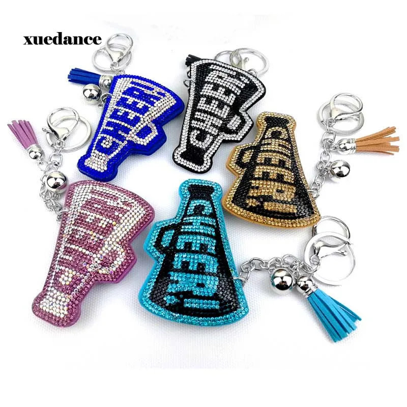 cheer up  gift Full Crystal Rhinestone words cheer Keychain Car keyrings Women's bags Decoration Accessories  Pendants Jewelry