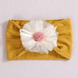 12 cores cabo do bebê bandana grande flor elástico faixas de cabelo para meninas macio náilon turbante cabeça envoltórios criança acessórios para o cabelo do bebê