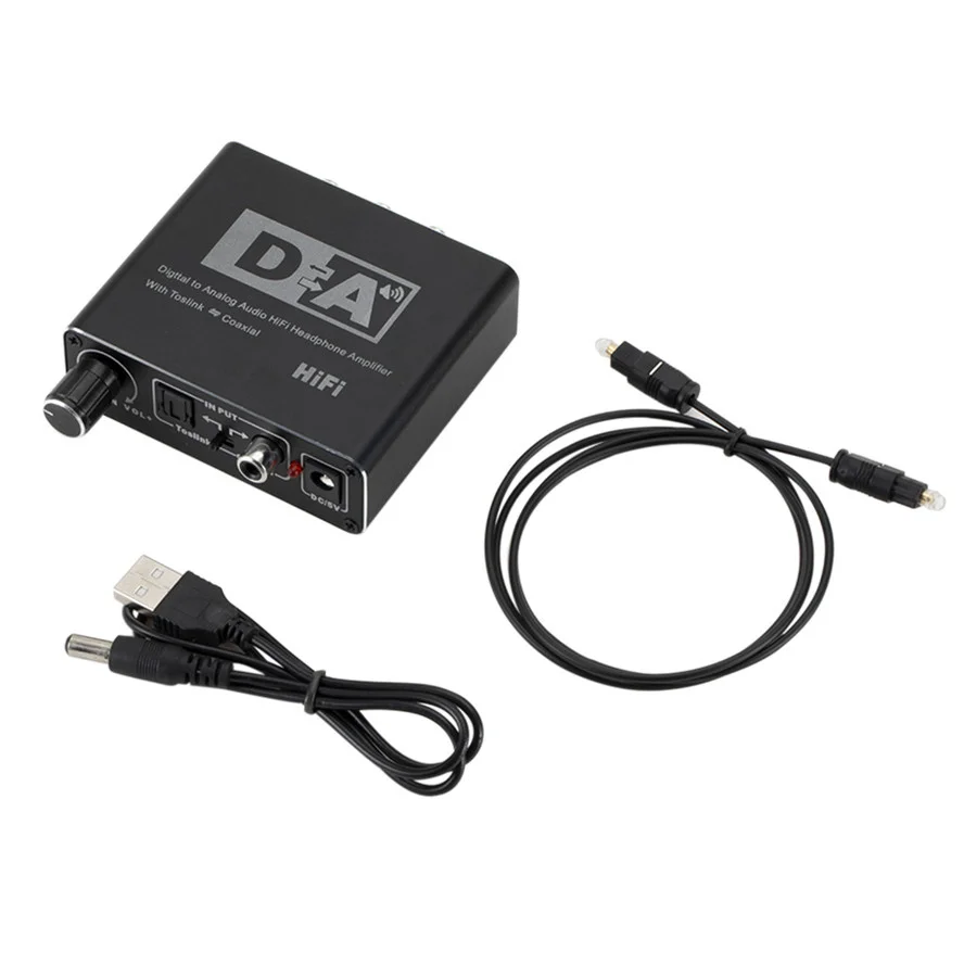 HIFI DAC Amp Digital To Analog Audio Converter Decoder 3.5มม.AUX RCA เครื่องขยายเสียงอะแดปเตอร์ Toslink Optical Coaxial เอาต์พุต DAC 24bit
