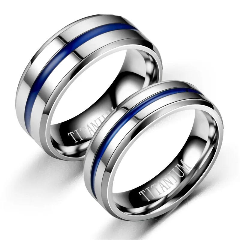 Berserk Jewelry Gift New Titanium Fashion Blue Titanium Steel Simple Couple Female Adjustable Size Ring Bridal Ring for Girls