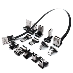 2PC FPC USB Daten Kabel A Männlich zu Micro Mini USB 5Pin Männlichen 90Grad UP/Unten/Links/rechten Winkel Adapter Sync Lade 0.1M
