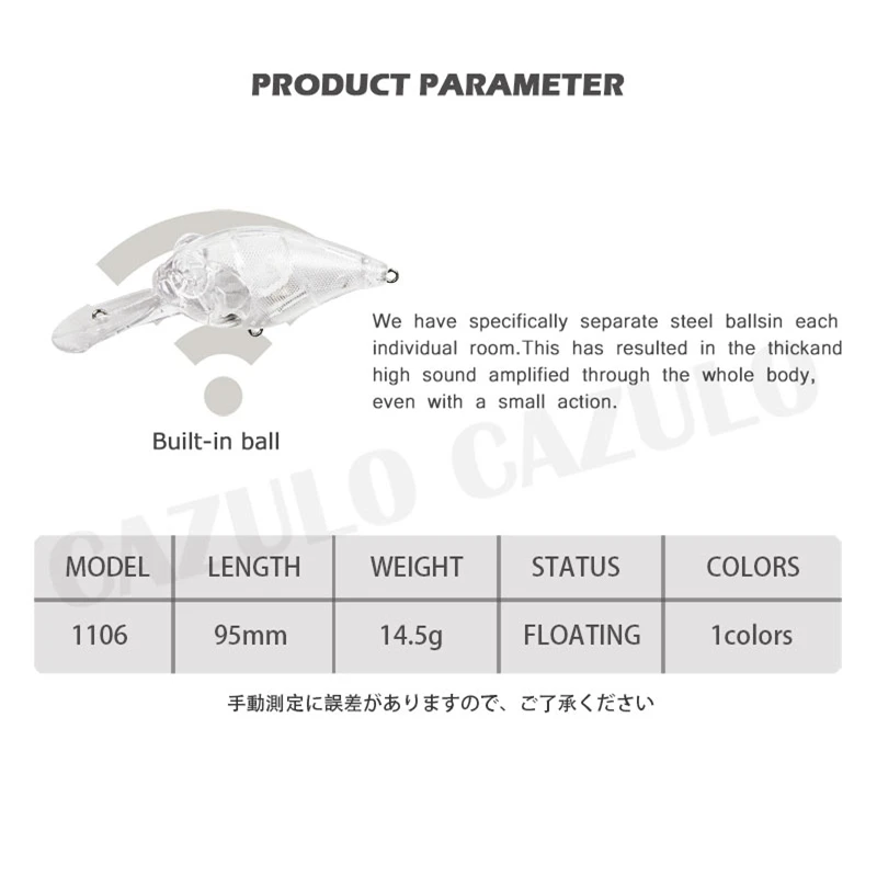 Fishing Accessories Lure Crankbait Iscas Artificiais Diy Blank Unpainted Lures Weights 14.5g Floating Pesca Wobblers Pike Leurre