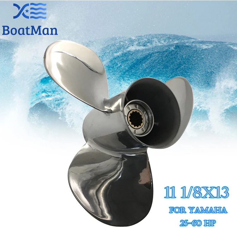 Outboard Propeller 11 1/8x13 For Yamaha Engine T25HP 40HP 50HP 55HP 60HP Stainless steel 13 splines Boat Parts 69W-45945-00-EL