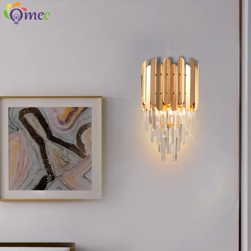 Kristall Goldene Indoor Dekorative Moderne LED Wand Lampen Für Schlafzimmer Nacht Wohnzimmer Studie Zimmer Korridor Gang Hause Lichter Beleuchtung