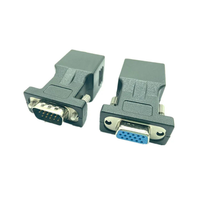 1pc Of VGA Extender Head To LAN RJ45 Cat5 Cat6 20M Network Cable Adapter VGA Extension Line