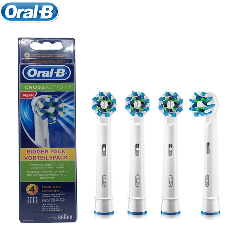 Original Oral B EB50 Replacement Brush Heads for Oral B Electric Toothbrush Cross Action 16 Degree Stains Removal Soft Bristle