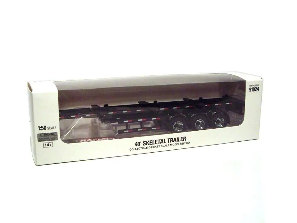 New DM 1/50 Scale 40\' Container Skeletal Trailer In Black Trailer Only By Diecast Masters 91024 for Collection