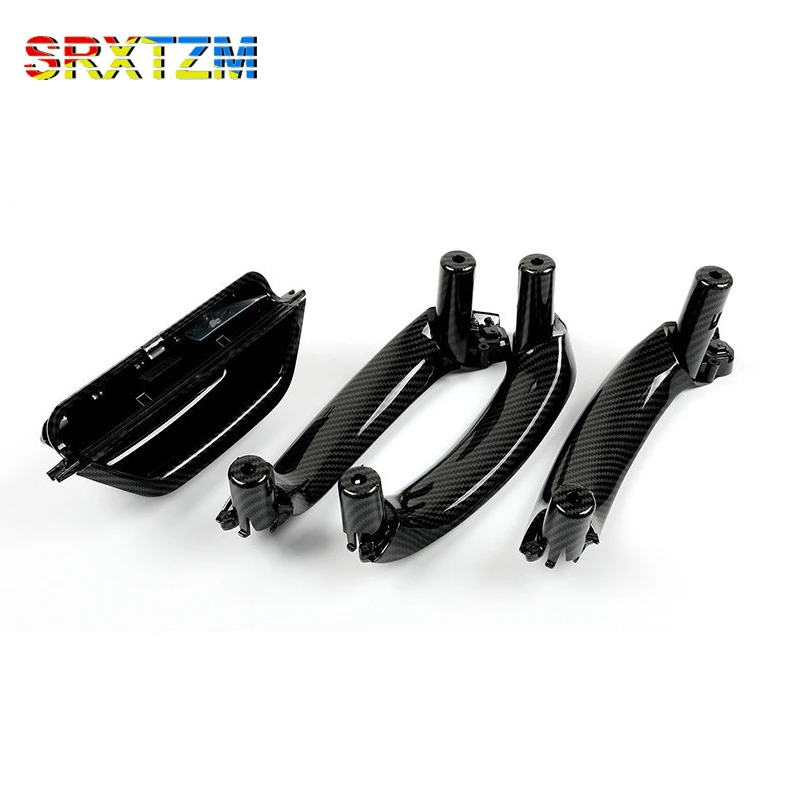 

4PCS SET Car Front Left Door Inner Handle Pull Trim Interior Panel Handle ABS Carbon Fiber For BMW X3 F25 X4 F26 2011-2016