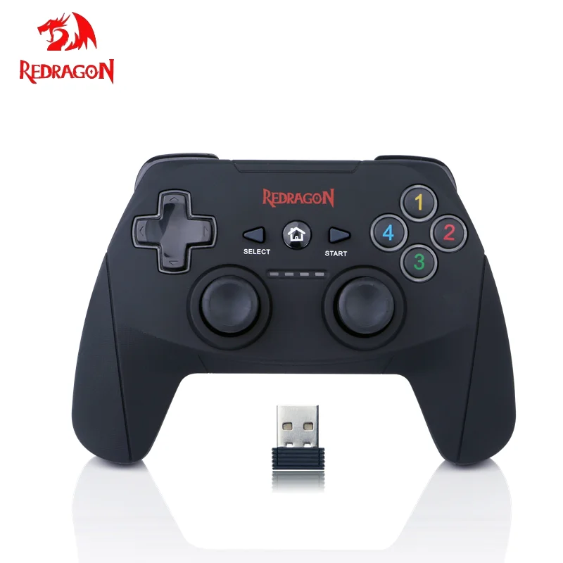 Redragon-mando inalámbrico Harrow G808 para PC, Mando de juego con doble vibración para Windows, PC, PS3, Playstation Andro