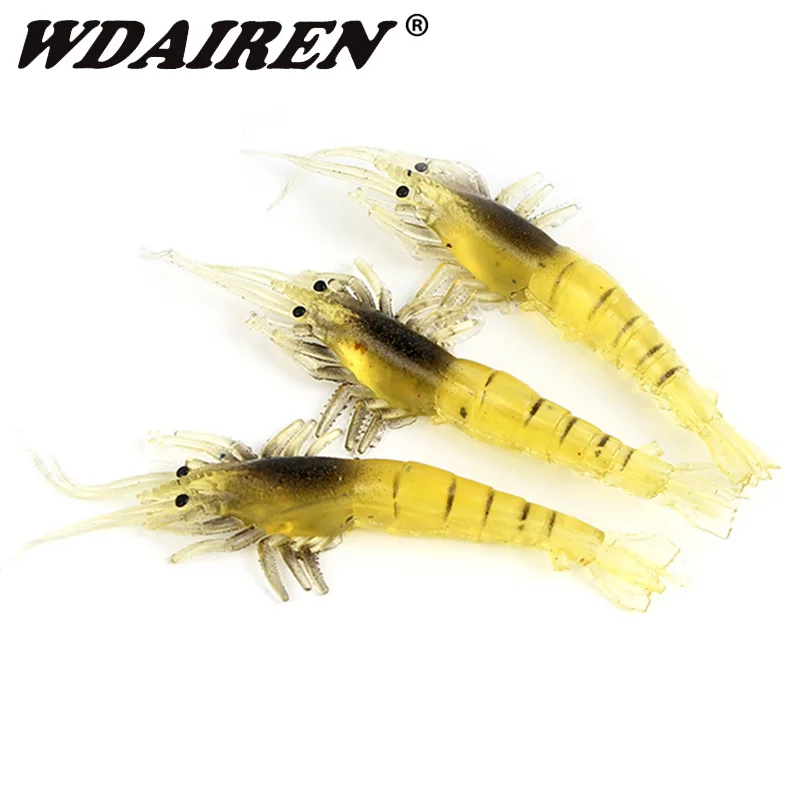 

5pcs/lot Shrimp Fishing Lures Artificial Soft Insect Bait Pesca Lightweight lifelike Shrimp Ocean Wobblers Silicone Bait