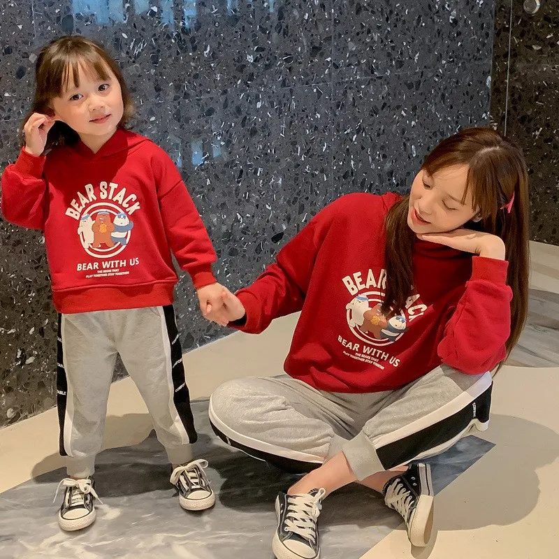 

High End Parent-child Clothing Whole Family Autumn And Winter Cartoon Hooded Sweater 2022 New Fashion Foreign Style Long Sleeve