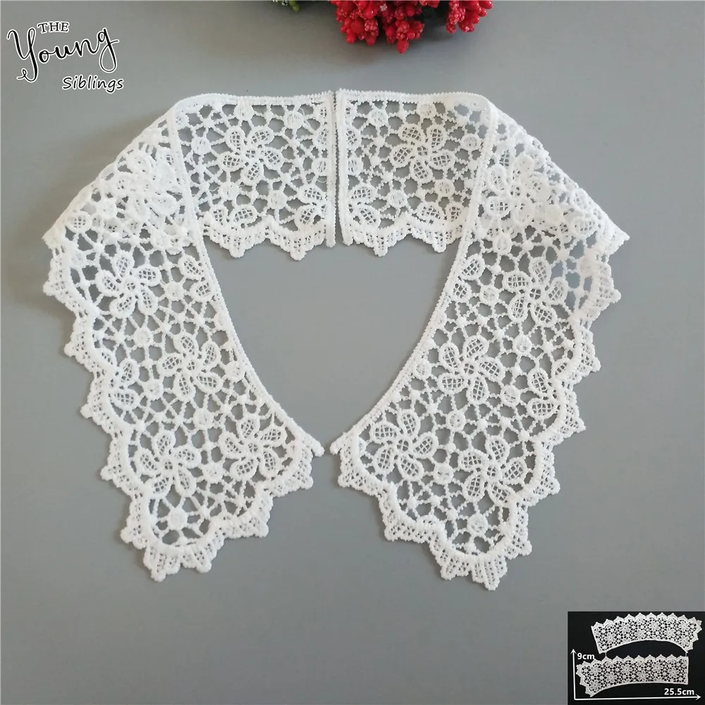 

High quality White Lace Neckline Fabric Embroidered Applique Lace Collar DIY Clothing Accessory Craft Sewing Supplies 1pcs sell
