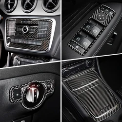 Couverture d'accoudoir de porte en fibre de carbone pour Mercedes, changement de vitesse intérieur de voiture, panneau AC CD, accessoires de garniture, A, GLA, CLA, classe W176, XACHC117