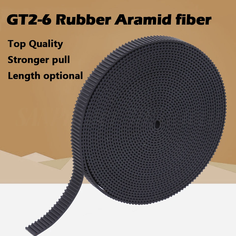 5m/10m/20m/50m/lot GT2-6mm / 10mm open timing belt GT2 belt Rubber Aramid Fiber cut to length for 3D printer wholesale