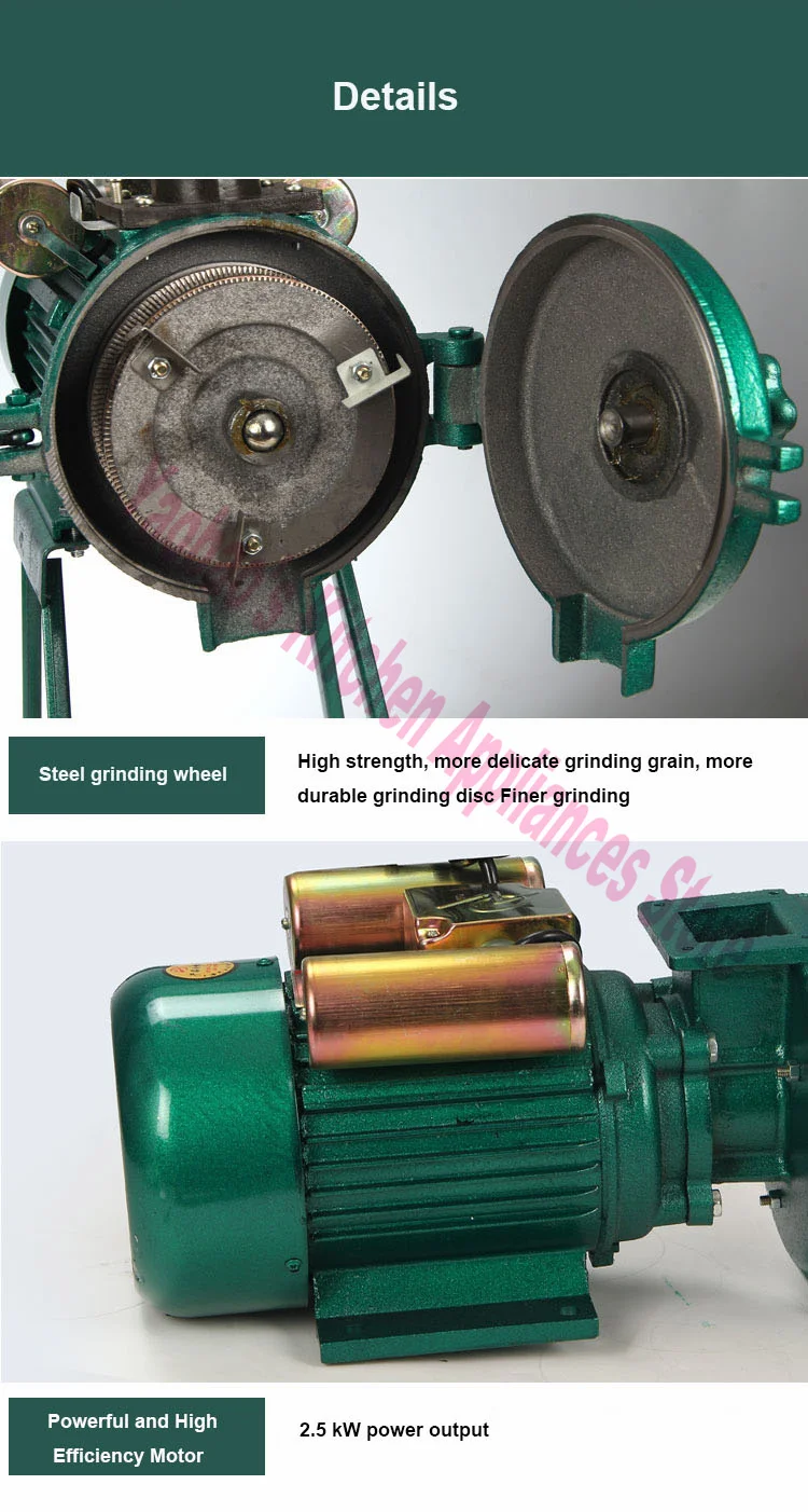 220V High Power Dry And Wet Grain Mill Machine Peanut Seasum Butter Grinding Milling Machine Stone And Steel Crusher Grinder