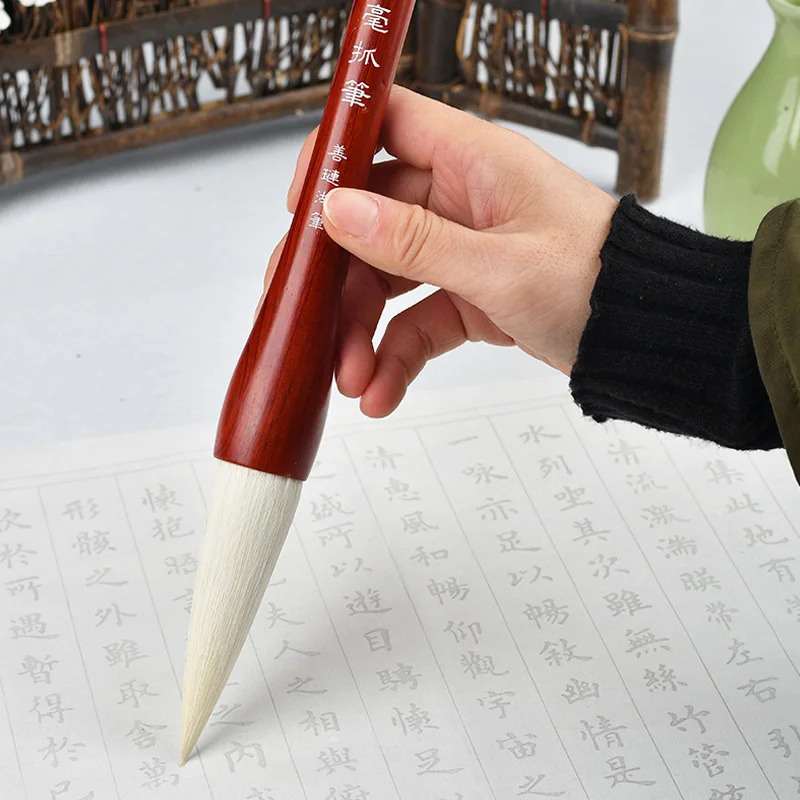 Woolen Hair Chinese Calligraphy Painting Writing Brush Hopper-shaped Large Regular Script Handwriting Practice Craft Supply