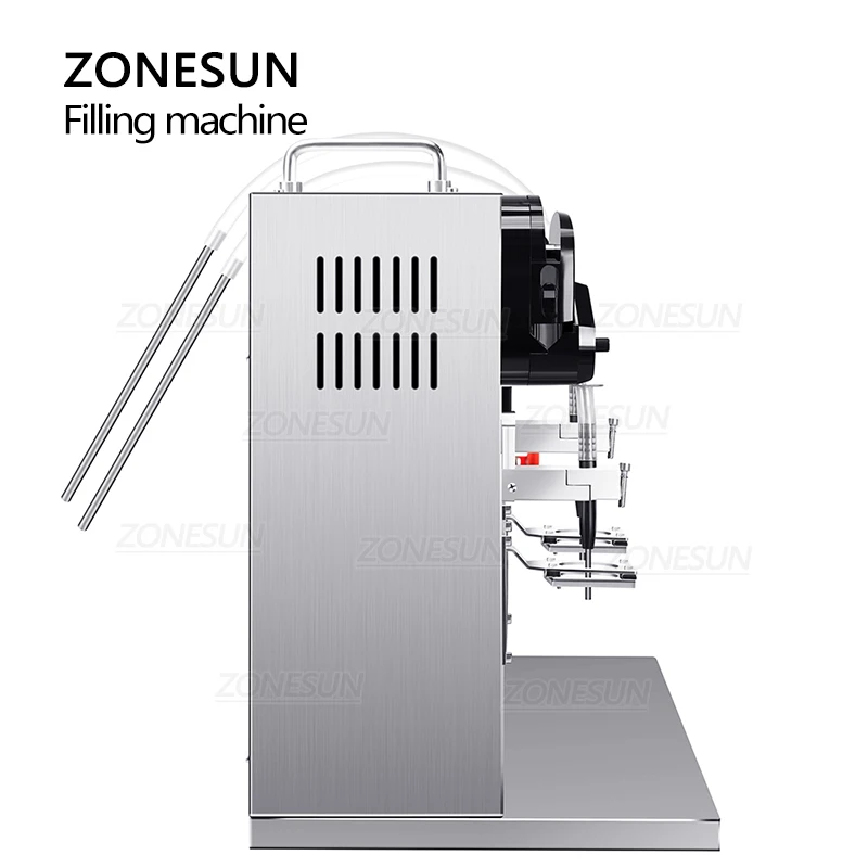 ZONESUN Semi Automatic Liquid Weighing Filling Machine Ink Nail Polish Milk Juice Double Nozzles Cosmetic Vial Quantative Filler