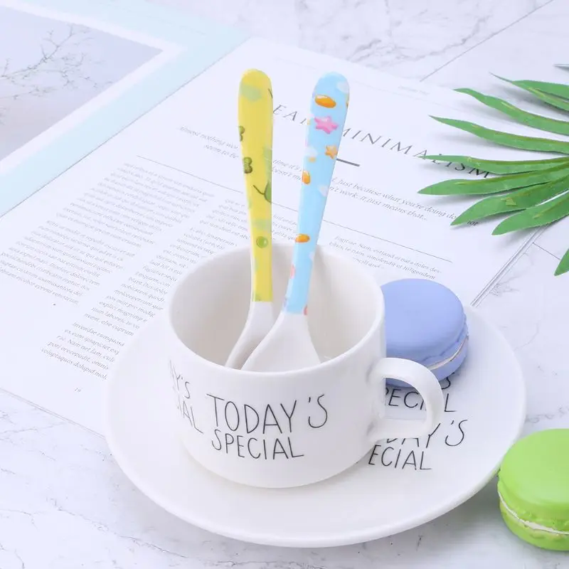 Baby Spoon Straight Head Feeding Training Cutlery Dishes Tableware Infant Children Kids Safe Feeder Learning Supplies