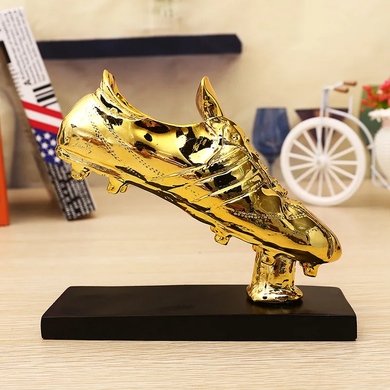 

Football Match Soccer Fans Souvenir GOLD shoe Trophy Creative resin Craft Gold Plating Home Furnishing Articles decoration model