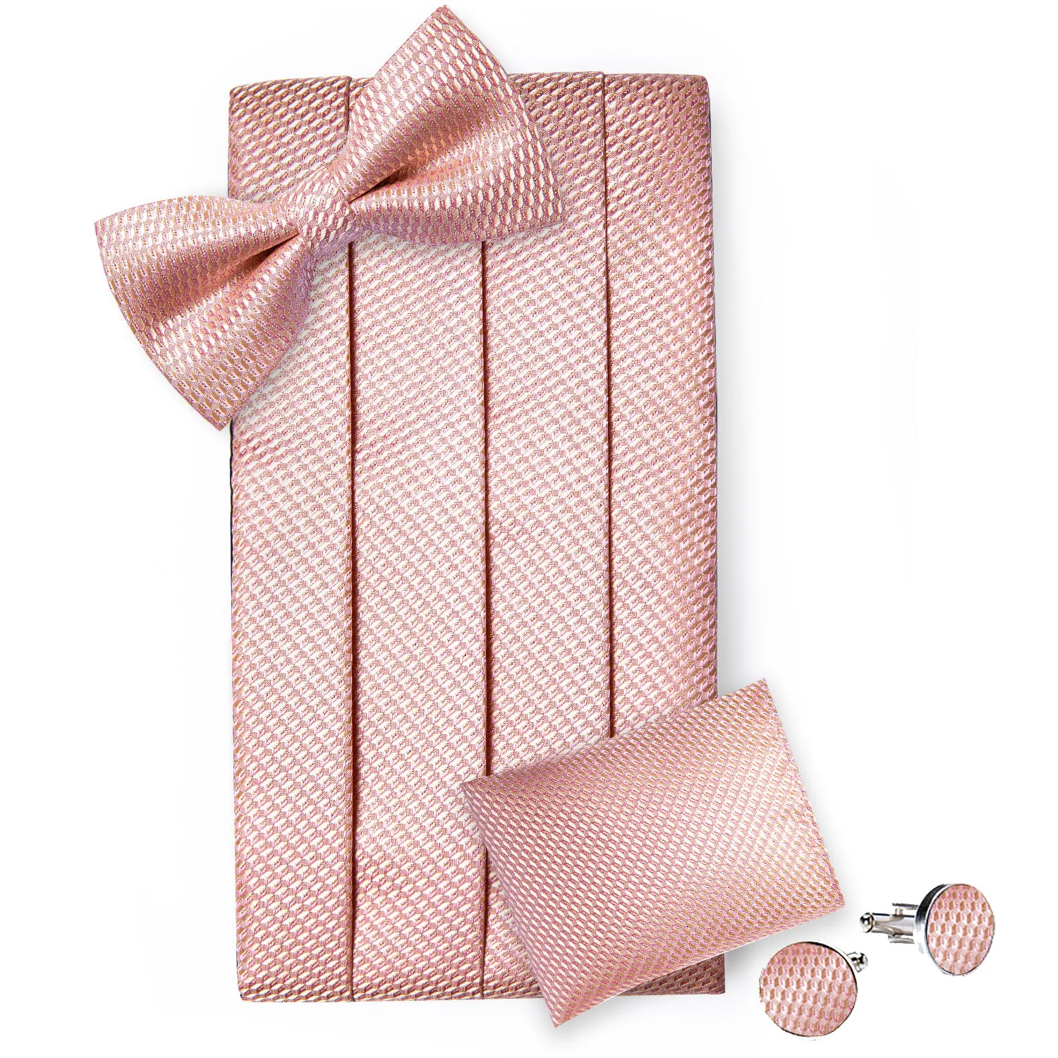 DiBanGu – ensemble de nœuds papillon pour hommes, couleur unie, rose, à la mode, ceinture élastique large, pour bal de promo, mariage