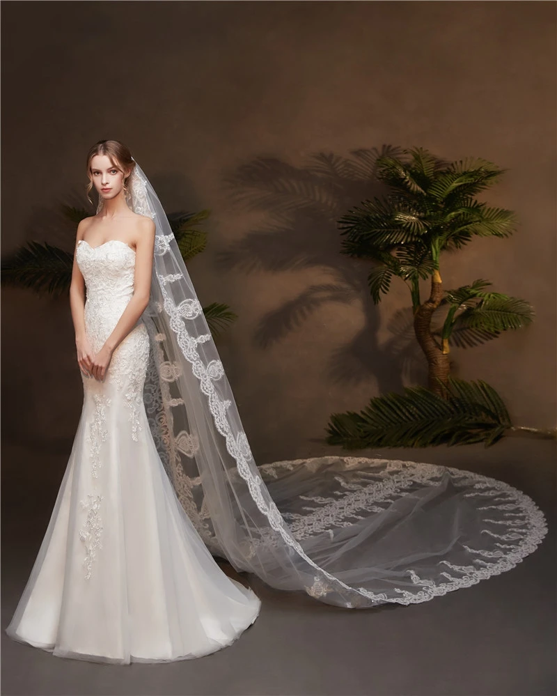 New Arrival White Ivory Long bridal veil 2025 Bridal accessories Hochzeit 3 Meter wedding veils with comb Voile mariee