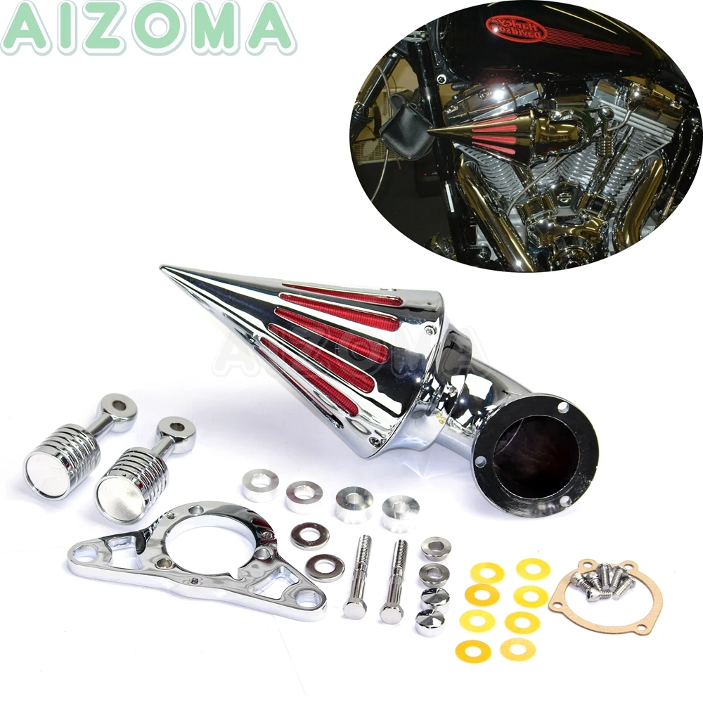 Motorcycle Cone Spike Air Cleaner Intake Filter System Kit For Harley Super Glide Dyna Softail FatBoy Touring Electra Road Glide