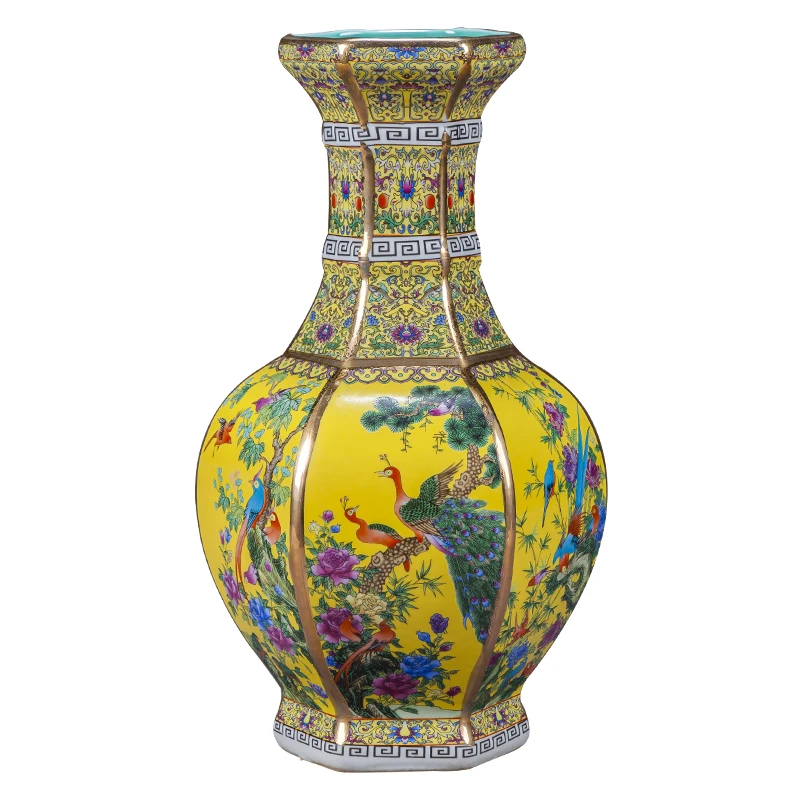 

Jingdezhen Porcelain Imitation Qianlong Enamel Vase Living Room Home Decoration Wine Cabinet Handicraft Ornaments