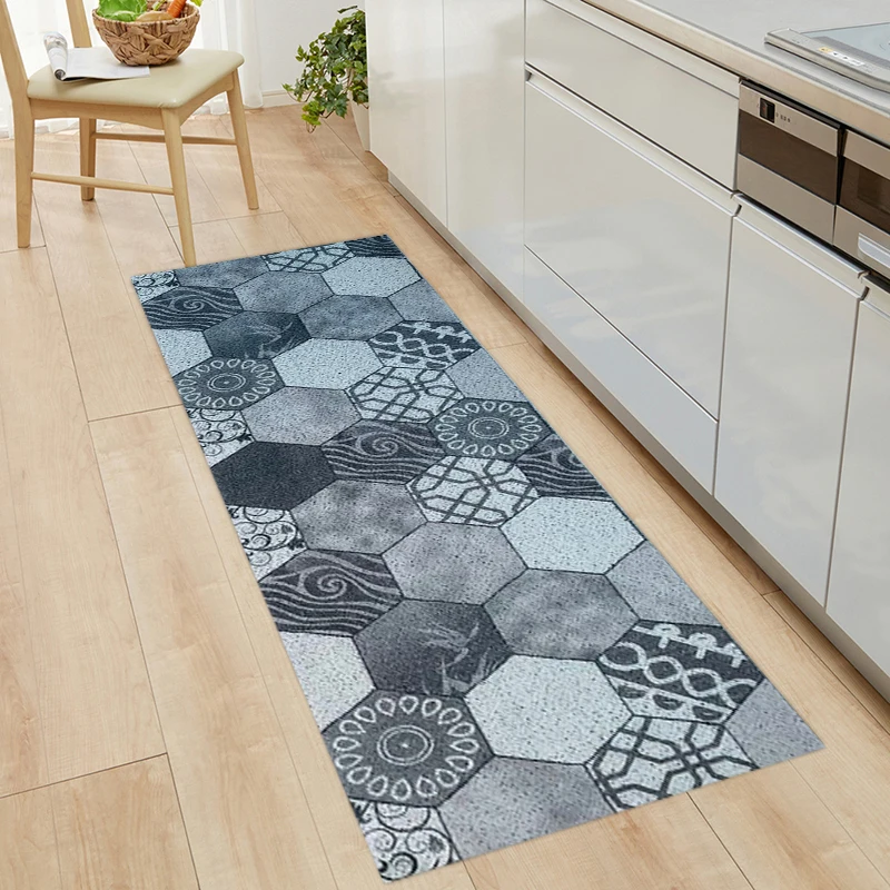 

Printed Silk Loop Kitchen Mat Floor Mats Carpet Hallway Modern Living Room Bathroom Balcony Can Be Cut Non-slip PVC Kitchen Mat