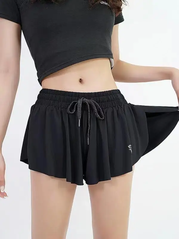 New Women Athletic Sports Fitness Yoga Shorts Running Cute Flowy 2 In 1 Tennis Beach Volleyball Baseball Short Culottes Hakama