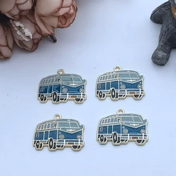 5pcs Bus Pendant Accessories Enamel Charms for Earrings Children  Jewelry Accessories Handmade Necklace DIY Brooches Keychain