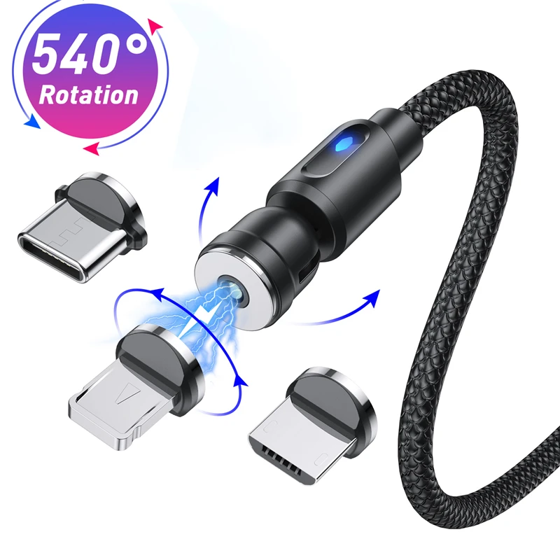 Lovebay-Chargeur magnétique de téléphone avec câble léger, accessoire de charge type C avec rotation à 540 degrés, pour iPhone 12 pro max Xiaomi Huawei