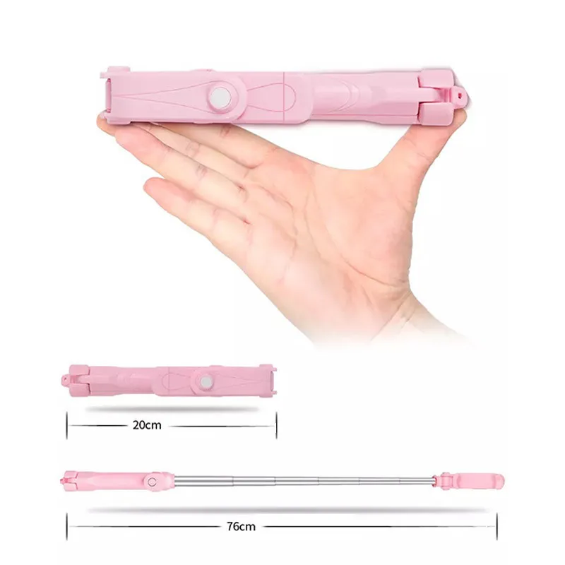 Bluetooth Selfie Stick Roreta 3 in 1 Wireless Faltbare Mini Stativ Erweiterbar Einbeinstativ mit Fernbedienung für iPhone IOS Android