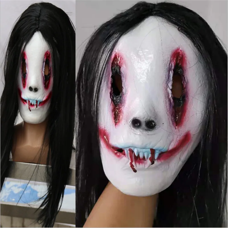 Halloween Cosplay Masks Funny Scary Vampire Cosplay Mask Adult Full Head Halloween Zombie Ghost Latex Mask with Wigs