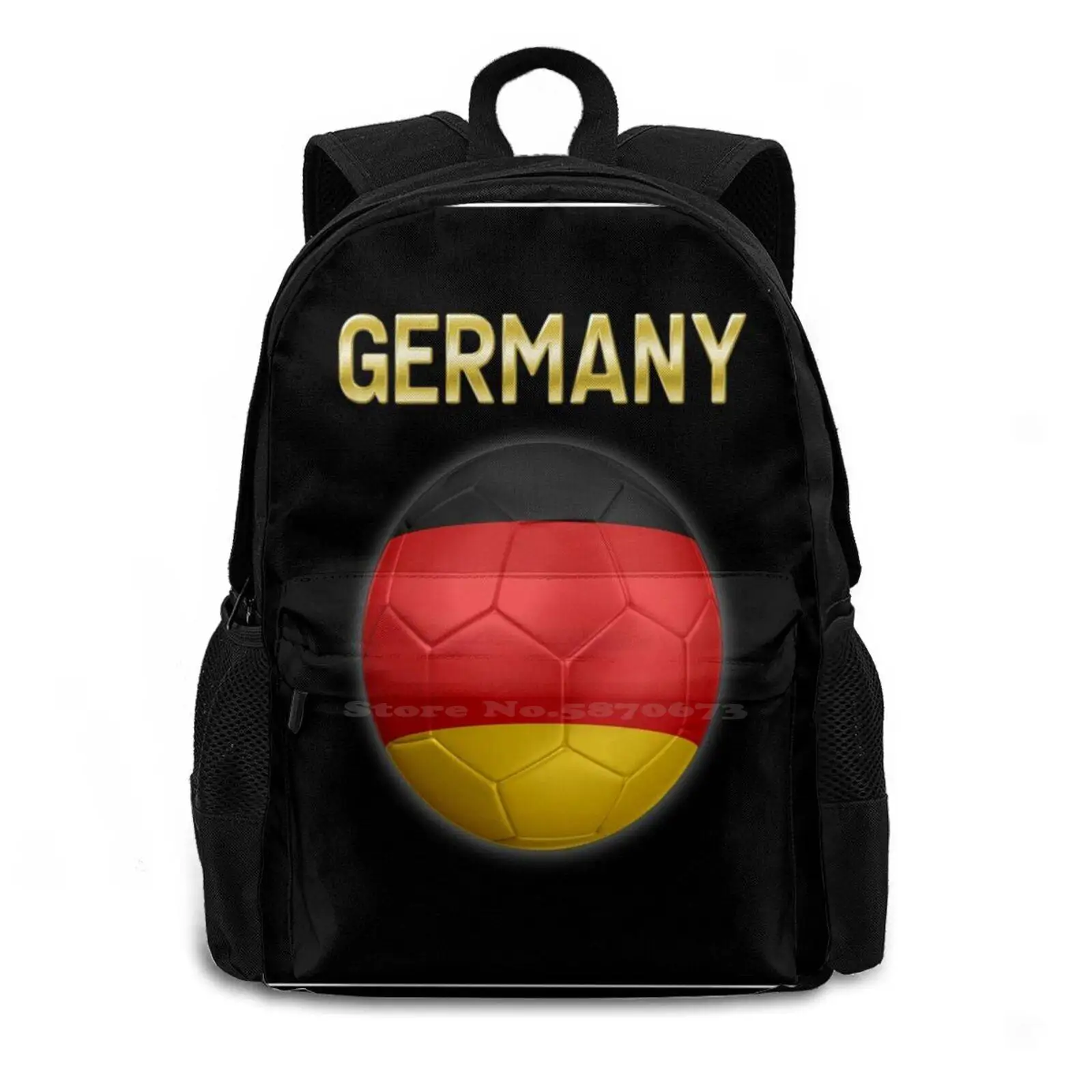 Germany-German Flag-Football Or Soccer Ball & Text 2 Backpack For Student School Laptop Travel Bag Germany German