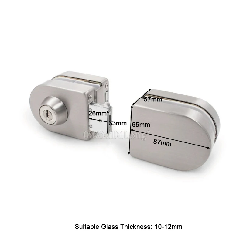 1PCS Frameless Glass Door Lock Sliding Central Glass Door Lock Stainless Steel,No Need to Open Holes,Bidirectional Unlock