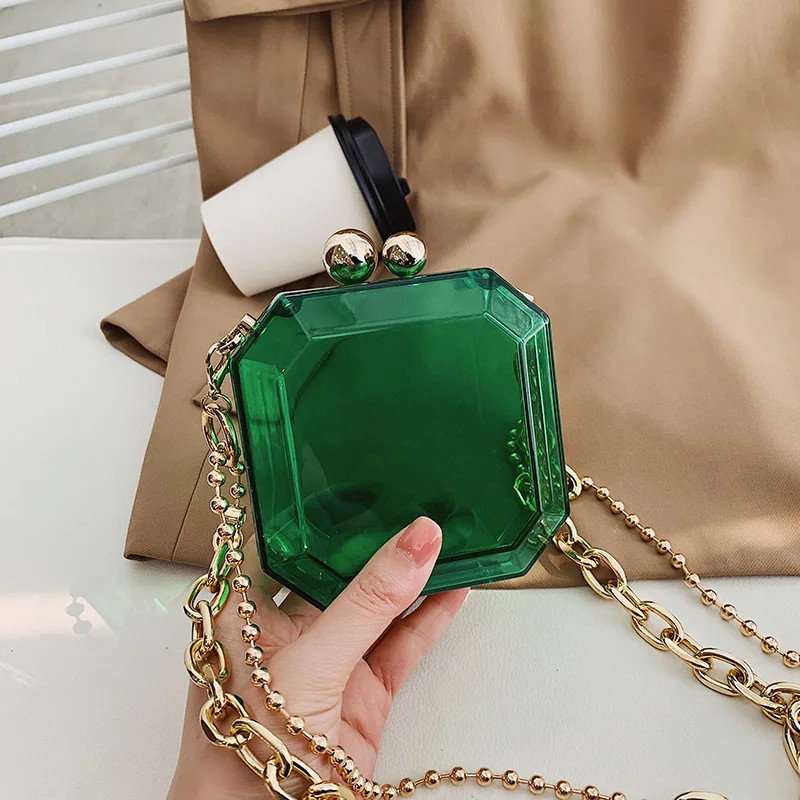 Transparent Evening Bag Acrylic Box Chain Crossbody Bag For Women 2020 Shoulder Bag Purses And Handbags Ladies Party Clutch Bag